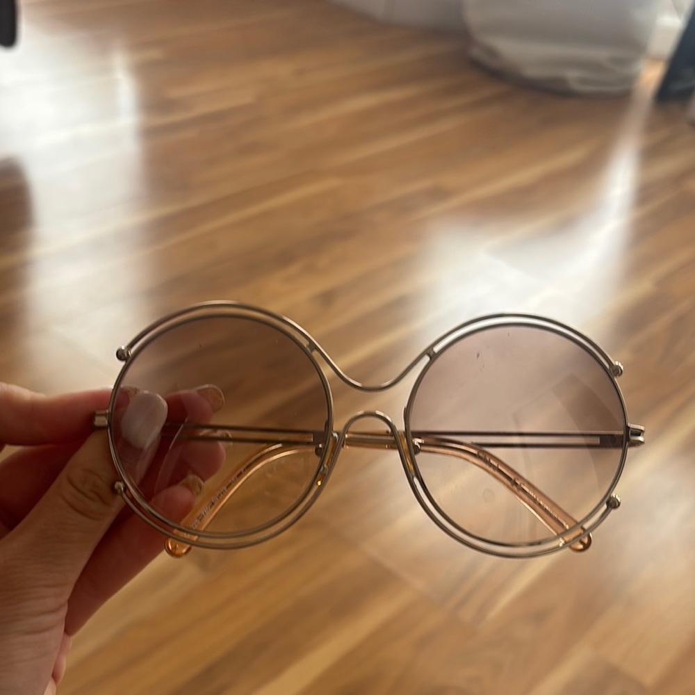 Chloe Round Sunglasses - Gold and Pink